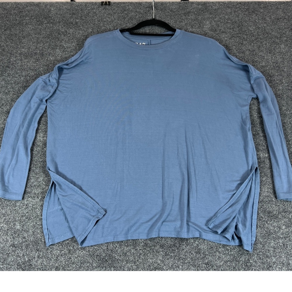24/7 by Maurices Blue Long Sleeve Tunic Top Side Slits Size S